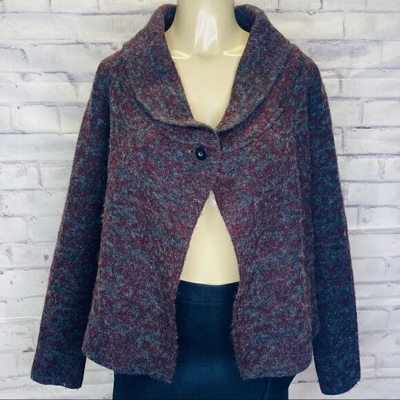 Ellen Tracy one button wool blend cardigan - Picture 1 of 7
